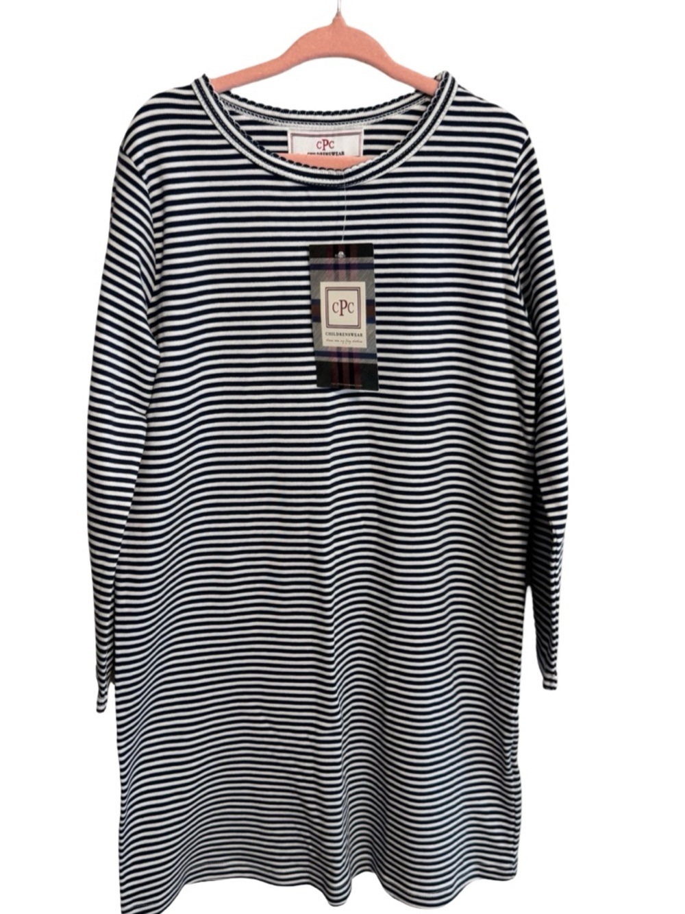 CPC Childrenswear Jillian Dress Size 7 Blue White Stripe Casual Girls Dress NWT